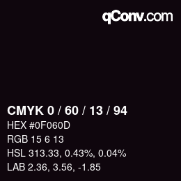 颜色代码: CMYK 0 / 60 / 13 / 94 | qconv.com