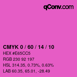 カラーコード: CMYK 0 / 60 / 14 / 10 | qconv.com