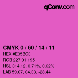 カラーコード: CMYK 0 / 60 / 14 / 11 | qconv.com