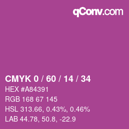 カラーコード: CMYK 0 / 60 / 14 / 34 | qconv.com