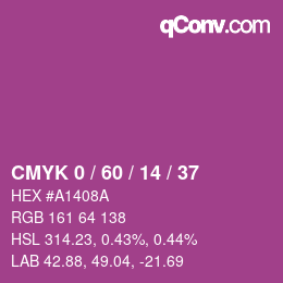カラーコード: CMYK 0 / 60 / 14 / 37 | qconv.com