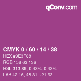 カラーコード: CMYK 0 / 60 / 14 / 38 | qconv.com