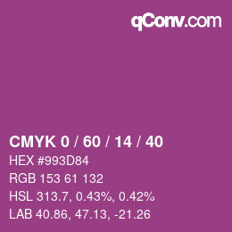 カラーコード: CMYK 0 / 60 / 14 / 40 | qconv.com
