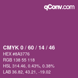 カラーコード: CMYK 0 / 60 / 14 / 46 | qconv.com