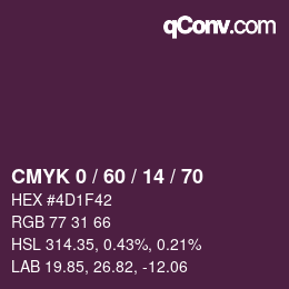 カラーコード: CMYK 0 / 60 / 14 / 70 | qconv.com