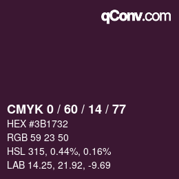 Color code: CMYK 0 / 60 / 14 / 77 | qconv.com