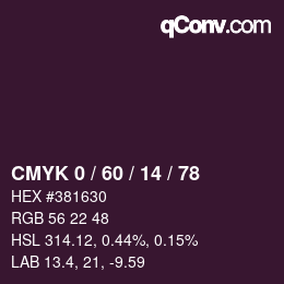 カラーコード: CMYK 0 / 60 / 14 / 78 | qconv.com