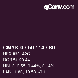 カラーコード: CMYK 0 / 60 / 14 / 80 | qconv.com