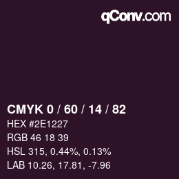 カラーコード: CMYK 0 / 60 / 14 / 82 | qconv.com