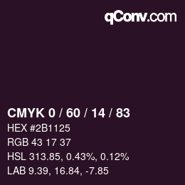 カラーコード: CMYK 0 / 60 / 14 / 83 | qconv.com