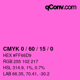 カラーコード: CMYK 0 / 60 / 15 / 0 | qconv.com