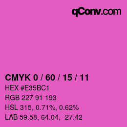 カラーコード: CMYK 0 / 60 / 15 / 11 | qconv.com