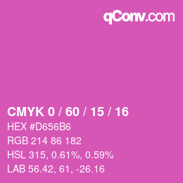 カラーコード: CMYK 0 / 60 / 15 / 16 | qconv.com