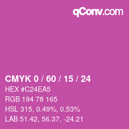 カラーコード: CMYK 0 / 60 / 15 / 24 | qconv.com
