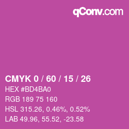 カラーコード: CMYK 0 / 60 / 15 / 26 | qconv.com