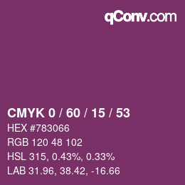 Color code: CMYK 0 / 60 / 15 / 53 | qconv.com