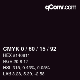 カラーコード: CMYK 0 / 60 / 15 / 92 | qconv.com