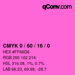 カラーコード: CMYK 0 / 60 / 16 / 0 | qconv.com