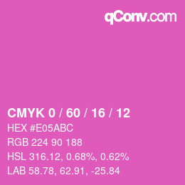 カラーコード: CMYK 0 / 60 / 16 / 12 | qconv.com