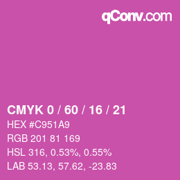 カラーコード: CMYK 0 / 60 / 16 / 21 | qconv.com
