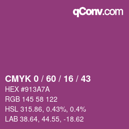 カラーコード: CMYK 0 / 60 / 16 / 43 | qconv.com