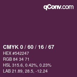 Color code: CMYK 0 / 60 / 16 / 67 | qconv.com