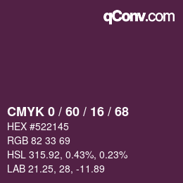 カラーコード: CMYK 0 / 60 / 16 / 68 | qconv.com