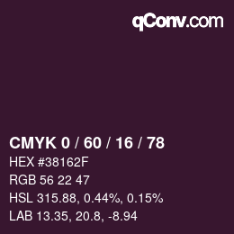 カラーコード: CMYK 0 / 60 / 16 / 78 | qconv.com