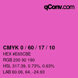 颜色代码: CMYK 0 / 60 / 17 / 10 | qconv.com