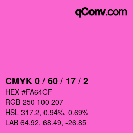 カラーコード: CMYK 0 / 60 / 17 / 2 | qconv.com