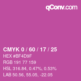 カラーコード: CMYK 0 / 60 / 17 / 25 | qconv.com