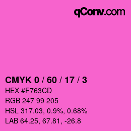 カラーコード: CMYK 0 / 60 / 17 / 3 | qconv.com