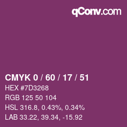 Color code: CMYK 0 / 60 / 17 / 51 | qconv.com