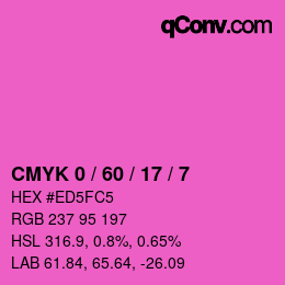 カラーコード: CMYK 0 / 60 / 17 / 7 | qconv.com