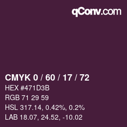 カラーコード: CMYK 0 / 60 / 17 / 72 | qconv.com