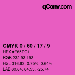 カラーコード: CMYK 0 / 60 / 17 / 9 | qconv.com