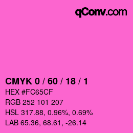 カラーコード: CMYK 0 / 60 / 18 / 1 | qconv.com
