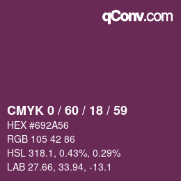 カラーコード: CMYK 0 / 60 / 18 / 59 | qconv.com