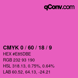 カラーコード: CMYK 0 / 60 / 18 / 9 | qconv.com
