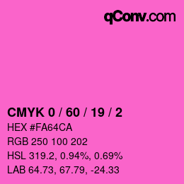 カラーコード: CMYK 0 / 60 / 19 / 2 | qconv.com