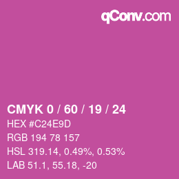カラーコード: CMYK 0 / 60 / 19 / 24 | qconv.com