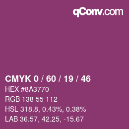 カラーコード: CMYK 0 / 60 / 19 / 46 | qconv.com