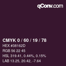 カラーコード: CMYK 0 / 60 / 19 / 78 | qconv.com