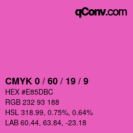 カラーコード: CMYK 0 / 60 / 19 / 9 | qconv.com