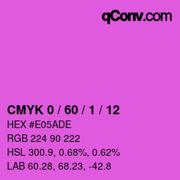 Farbcode: CMYK 0 / 60 / 1 / 12 | qconv.com