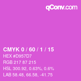 カラーコード: CMYK 0 / 60 / 1 / 15 | qconv.com