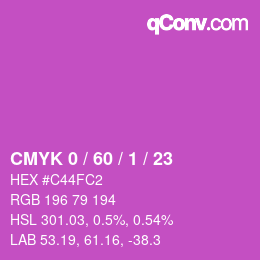 Farbcode: CMYK 0 / 60 / 1 / 23 | qconv.com