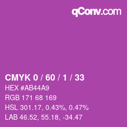 カラーコード: CMYK 0 / 60 / 1 / 33 | qconv.com