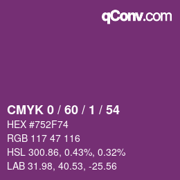 カラーコード: CMYK 0 / 60 / 1 / 54 | qconv.com