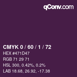 Farbcode: CMYK 0 / 60 / 1 / 72 | qconv.com